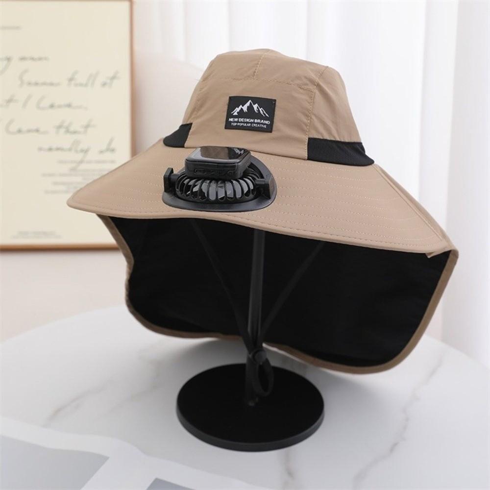 Wide Brim Fisherman Caps with Solar Powered Fan Panama Cap Fashion Bucket Hat Outdoor