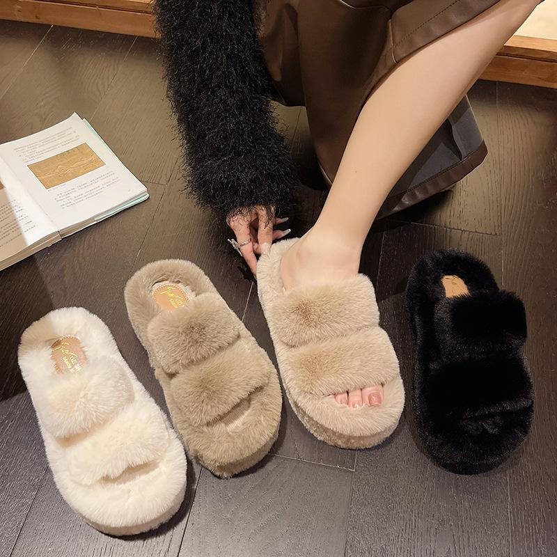 Mao Mao Slippers Women's Wear Advanced Sense 2025 New Autumn and Winter Hair Mop with Thick Bottom Winter Plush Home Cotton Mop