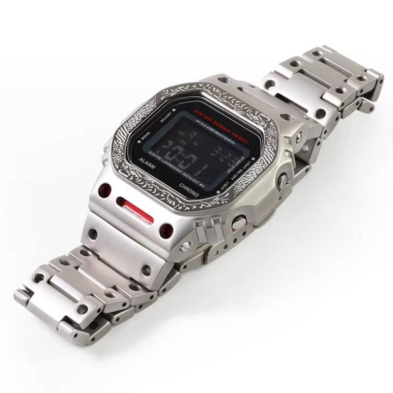 Для Casio Маленький Квадратный Серии GW-M5610DW5600 Модифицированный Тигровый Каменный Узор Рельефный Механический Металлический Корпус Ремешок Часы Модные Аксессуары