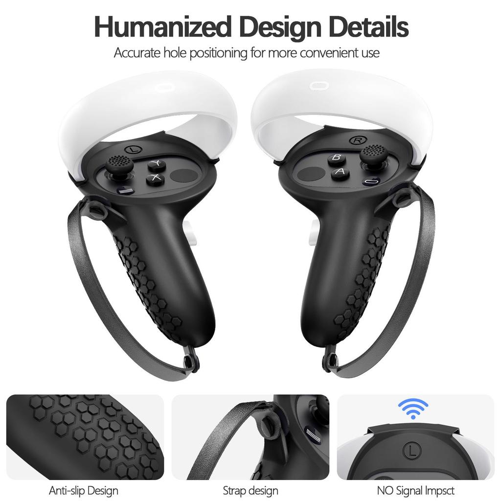 Five-Piece Silicone Protective Case Set for Meta/Oculus Quest 2: VR Controller and Main Unit Covers
