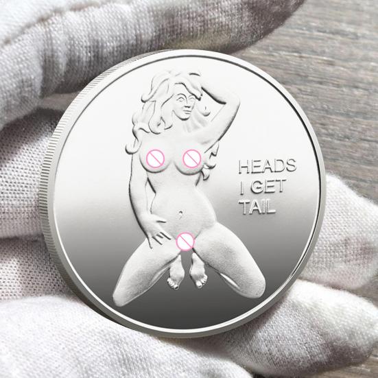 Sexy Women Coin Heads And Tails Date Night Coin Metal Double-Sided Lucky