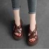 Johnature Summer 2023 New Retro Thick Soled Breathable Romand Sandals Genuine Leather Peep Toe Comfortable Women Platform Shoes
