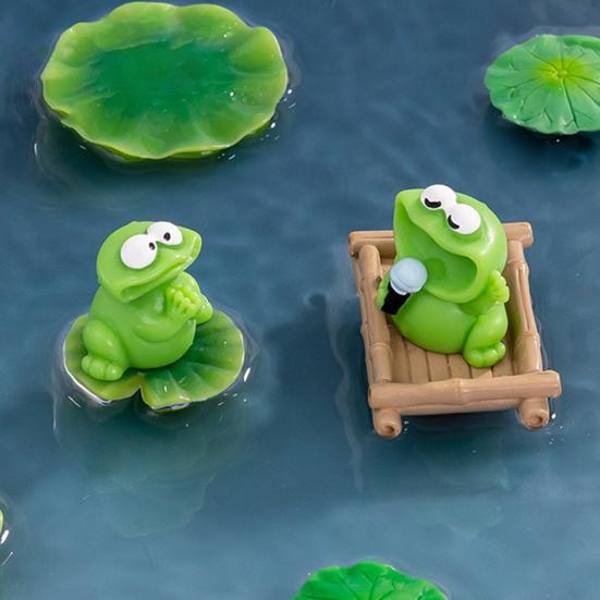 Mini Frog Figurines Cartoon Big Mouth Chorus Frog Statue for Moss Landscape Flower Pot Accessories Resin Miniature Desktop Ornament for Car Home Decor
