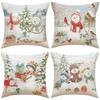 Home Decoration Linen Cushion Cover Christmas Snowman Cartoon Print Pillow Car Cushion