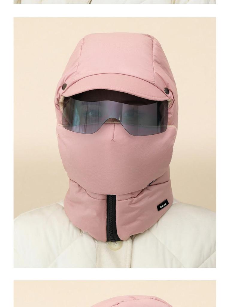 Унисекс зимняя ветрозащитная шапка: Толстый, теплый, хлопок с маской и наушниками, идеально подходит для езды в холодную погоду