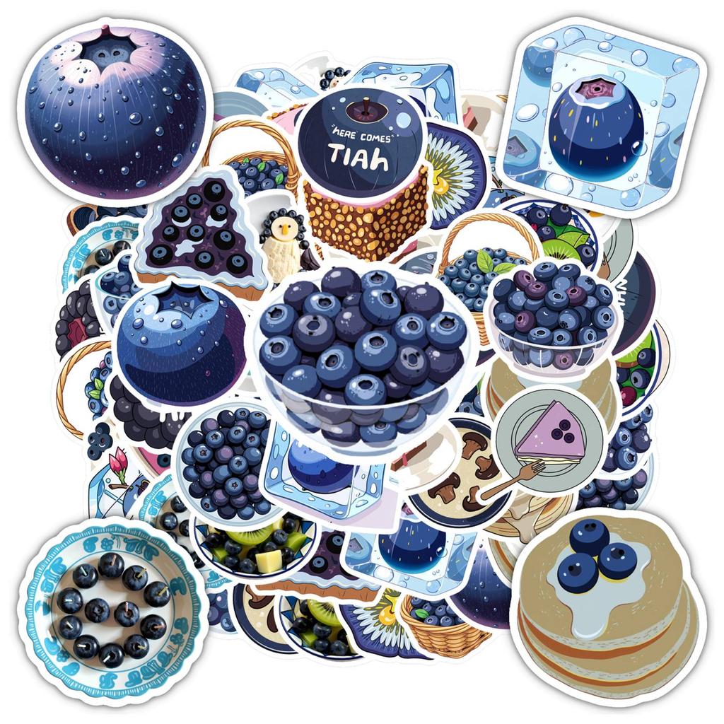 35pcs Whimsical Blueberries Stickers Realistic Dessert DIY Stickers Stickers For Suitcase Fridge Phone Luggage Laptop