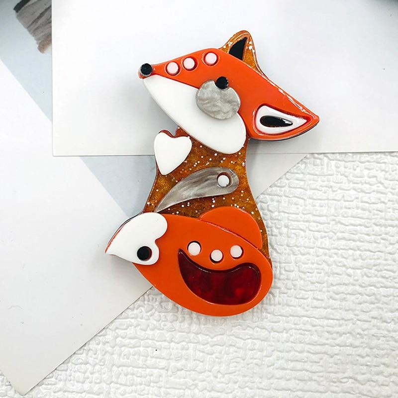 Blucome Acrylic Animal Brooch Lovely Fox Corsage for Women Girls Coat Hat Hijab Pins