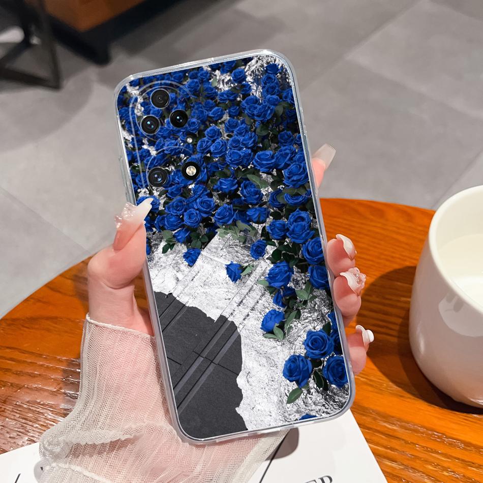 For Huawei P50 Pro P50E Phone Case Lucky Flowers Patterns Transparent Protective Funda For Huawei P 50 Soft TPU Silicone Bumper