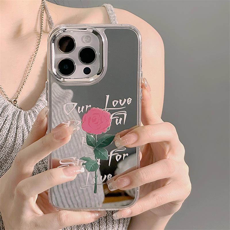 Чехол Zhitai iPhone 16 Pro Max, совместим с iPhone 12–15, силиконовый TPU 14 Pro, зеркало «три в одном», модели 7 и 8