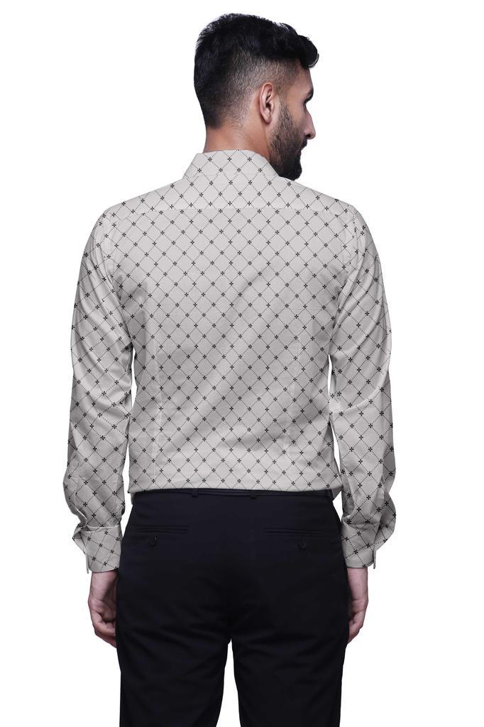 BestMan Printed Formal Shirts For Men Slim Fit Spread Collar Cotton Shirt