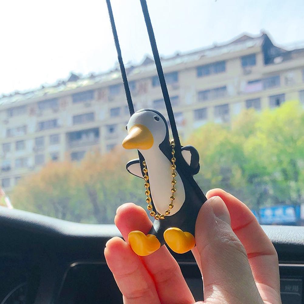 Крутая подвеска в виде пингвина на автомобиль, забавная подвеска в виде пингвина на автомобиль, подвеска на зеркало заднего вида, симпатичное украшение в виде пингвина на автомобиль