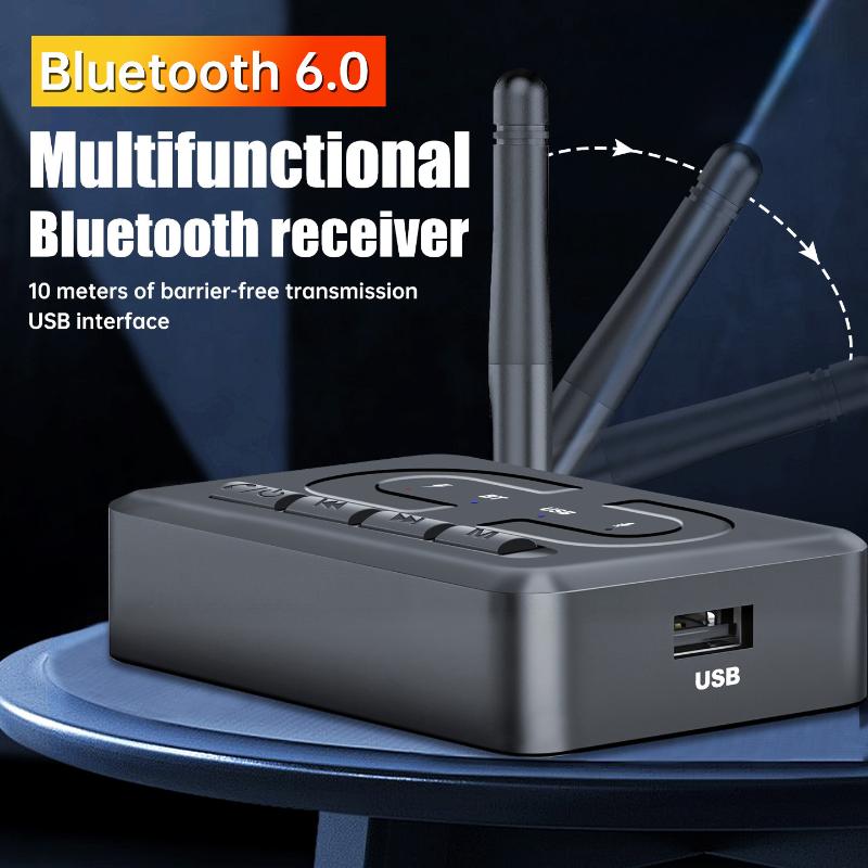 Bluetooth 6.0 Audio Receiver 3.5Mm Aux Rca With Mic Hifi Stereo Wireless Adapter Support Usb U-Disk For Car Speaker Amp