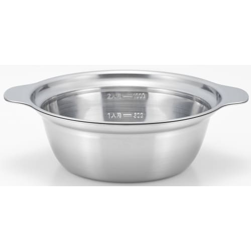 Yoshikawa 18cm Stainless Steel Two-Handled Pot, Gas and Induction Compatible, Ideal for Bowls and Ramen, Made in Japan, Deep, with Graduations, Serves