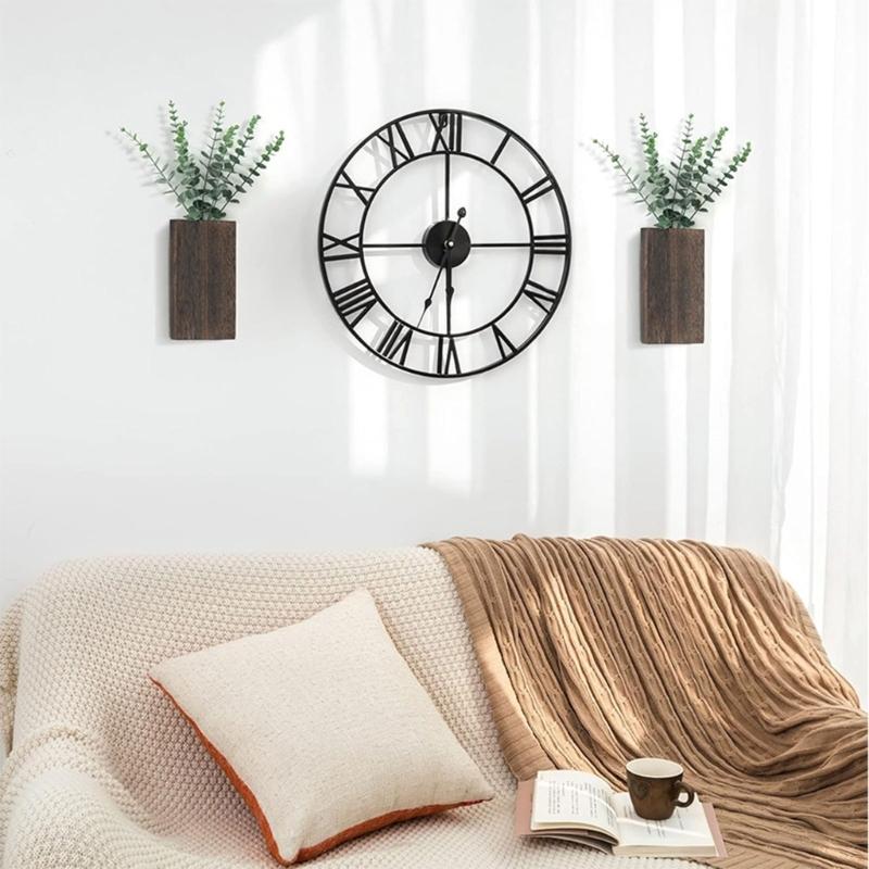 2 шт. Подвесные горшки из натурального дерева Универсальный деревянный настенный кашпо Декоративные настенные горшки для украшения гостиной, офиса