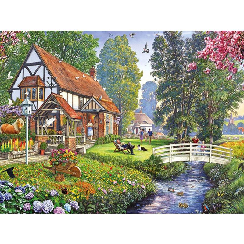 5D алмазная живопись «Дом», вышивка крестиком, квадратная/круглая Алмазная вышивка, садовые стразы, художественная ручная работа, наборы картин из бисера, домашний декор