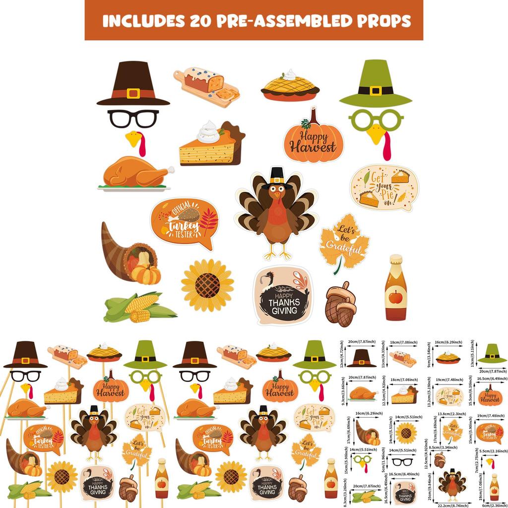 Бумажные аксессуары для фотобудки на День благодарения для праздничного мероприятия, набор для декора