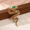 Zircon Zodiac Snake Brooch Vintage Metal Snake Lapel Pin Rhinestone Animal Collar Pins  New Year