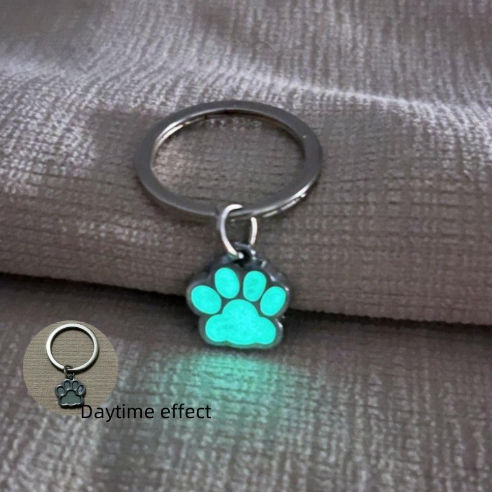 Animal Footprints Cat Paw Keyring Glow In Dark Luminous Paw Keychain Friends Children Bag Pendant