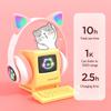 Wireless Cute Cat Ear Headphones Bluetooth Headset LED Stereo Music Helmet Phone with Mic Flash Lights Earphone for Kids Gifts