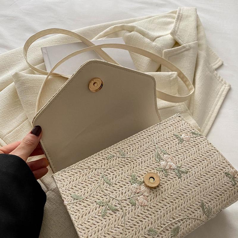 Ротанговая сумка-мессенджер на плечо Модная Вместительная Богемная Сумка из плетеной травы Ручной работы Плетеный Отпускной Кроссбоди для женщин CLE