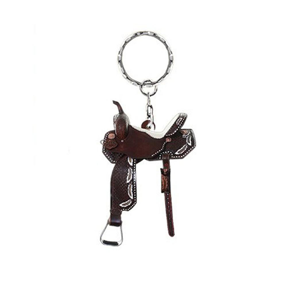 Horse Western Cowboy Saddle Shape Keychain Acrylic Charm Pendant Hanging Keyring Decoration Car Key Rings Holder Gifts Not 3D