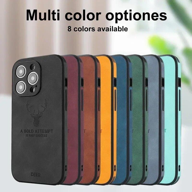 Винтажный кожаный чехол с оленем из овечьей кожи для iPhone 15 14 13 12 11 Pro Max 15Pro 14Pro 13Pro, полное покрытие для Magsafe с беспроводной зарядкой