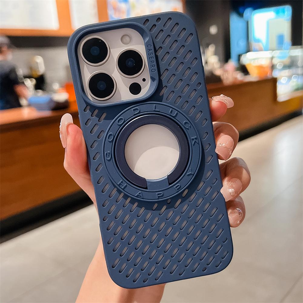Роскошный чехол для телефона с магнитной зарядкой и рассеиванием тепла для iPhone 16 15 14 13 Pro Max Plus с полым отверстием для логотипа, мягкий чехол