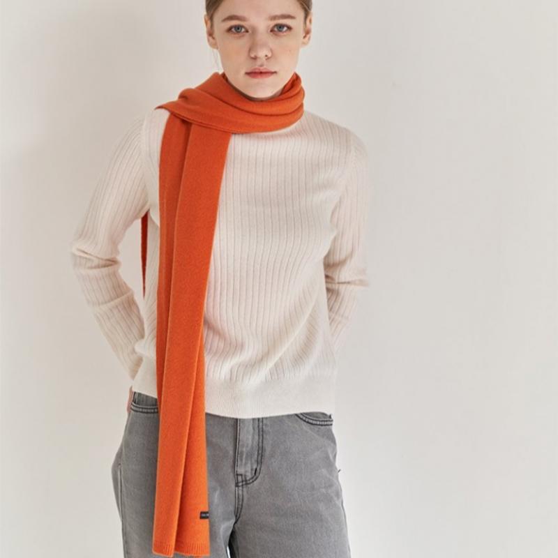 Dal Cashmere Premium Cashmere 100 Knit Muffler Orange