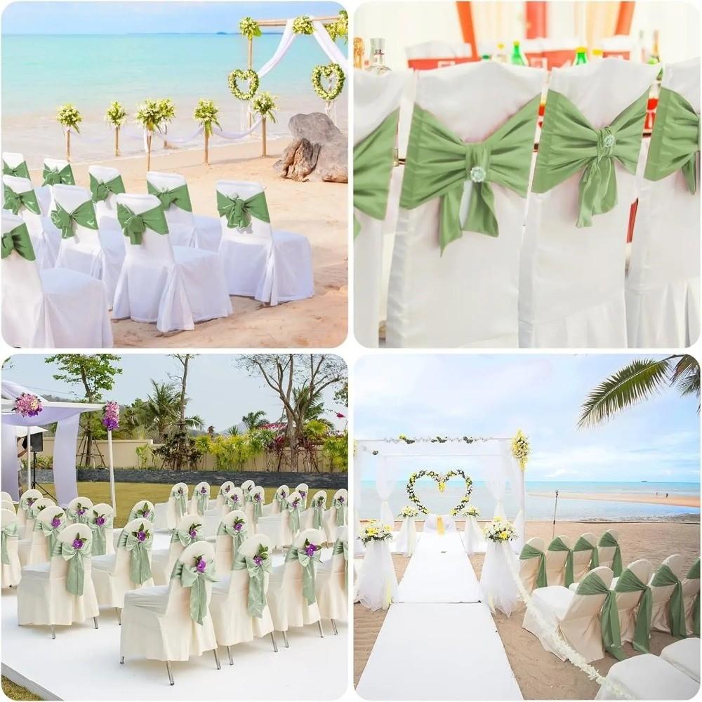 Elegant Design Satin Chair Sashes Butterfly Ties Chair Cover Decoration Festival Celebration
