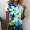 Women's Short Sleeved 3D Printed Top Holiday Weekend Basic Round Neck Regular Flower T Shirt