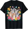 Кошка Цветные Котята Цветочная Кошка Футболка