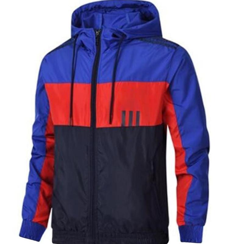Весенне-осенние мужские и женские куртки с цветными блоками, повседневная куртка с капюшоном и воротником с длинными рукавами и тремя полосками