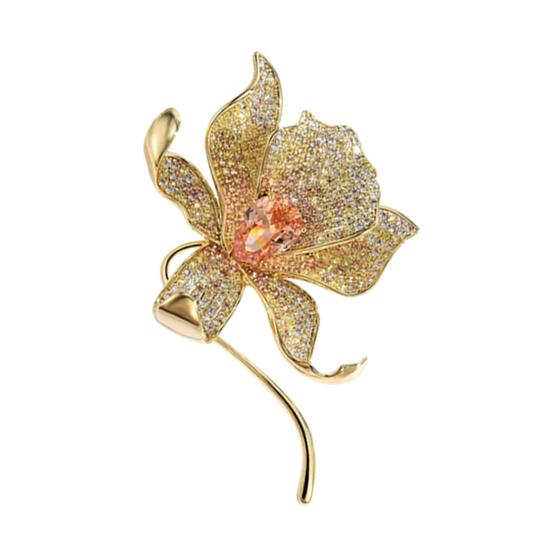 Stunning Flower Brooch Elegant Rhinestone Lapel Pins Mom And Wife Non-Allergenic Brooch For