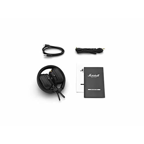 Marshall Major IV Wireless On-Ear Headphones, Black, 80 Hours of Playtime, Qi Charging, and Call Support