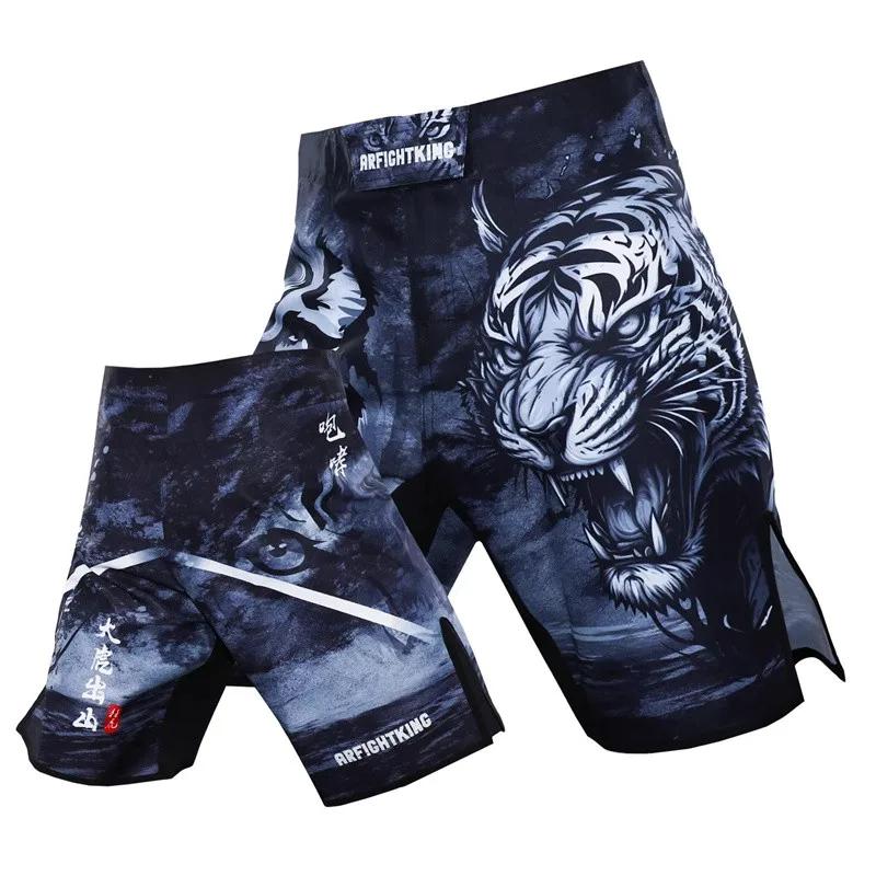 Мужские шорты для ММА, боксерские шорты с принтом льва для тренировок, муай-тай, спортивные штаны для джиу-джитсу, одежда для боев