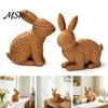 Pastoral Style Rabbit Statue 3D Printed Wicker?Look Bunny Figurine, Rattan Texture Statue, Cute Table Decor Weather Resistant Decorative Ornament