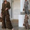 Spring Women's 2-piece Fashion Top Women's Leopard Print Wide-leg Pants Casual Loose Suit