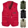 Мужской жилет однотонный с несколькими карманами на молнии без рукавов весенний для рыбалки