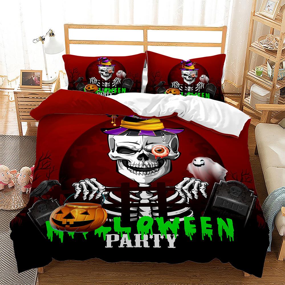 3D комплект постельного белья на Хэллоуин с тыквой и призраком, пуховое одеяло и наволочка, 2/3 шт., AU/EU/DE/US/UK, полноразмерное быстросохнущее украшение для дома