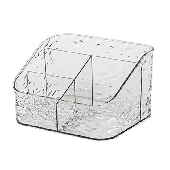 Прозрачный ящик для хранения косметики Косметический органайзер с волнистой текстурой воды Открытый дизайн Легкий доступ Разделенный ящик для хранения для домашнего офиса Спальня Общежитие