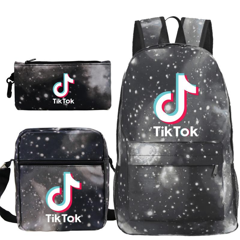 Набор из 3 предметов Рюкзак Tok Tik Blue Galaxy Школьная сумка Сумка через плечо Пенал Женский Детский