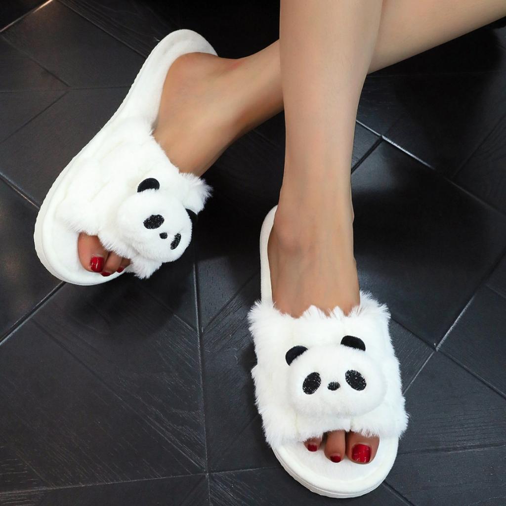 Cartoon One Word Fluffy Ins Raw Cute Home Floor Fashion Four Seasons Warm Slippers