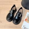 Женские лоферы в британском стиле на платформе 2025 новая весна и осень обувь на маффине маленькие туфли JK маленькие кожаные туфли толстый каблук одинарная обувь