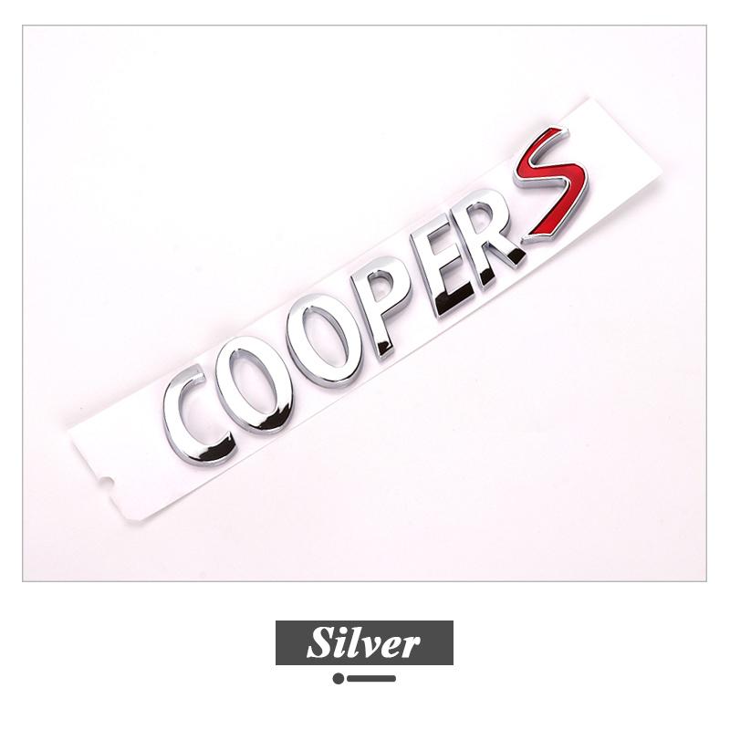 3D ABS Chrome Black Cooper S Emblem Letters Car Rear Trunk Badge Self-adhesive Sticker Accessories