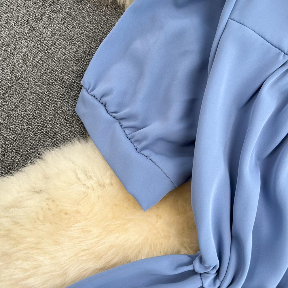 RUGOD 2022 летнее корейское платье с квадратным вырезом на талии, тонкое платье с пышными рукавами и колокольчиком, маленькое платье с галстуком