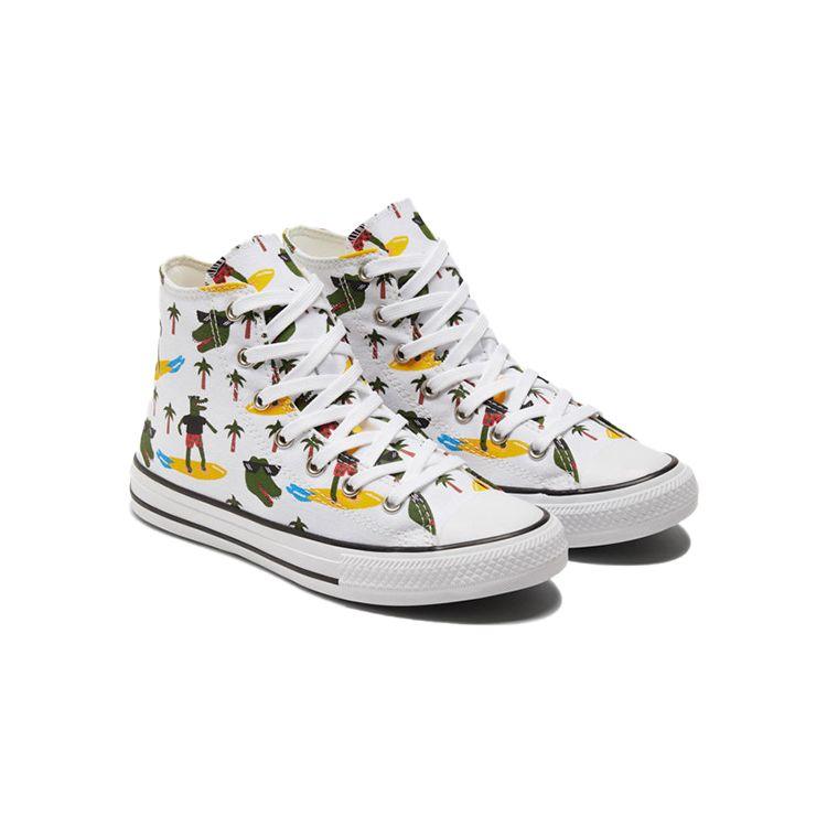 Converse Chuck Taylor All Star Canvas Comfortable High Top Kids Canvas Shoes Kids Sneakers White Green 671292C