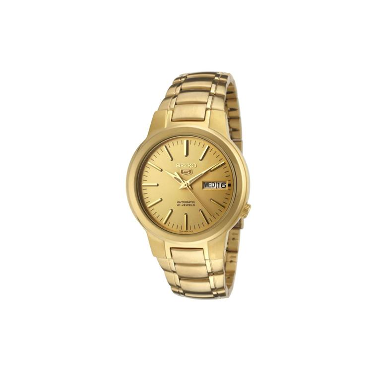 Seiko Автоматические Механические Часы Мужские Часы Стальной Ремешок Золотой Циферблат SNKA10K1