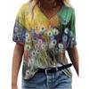 Women 3D Abstract Print T Shirt Summer New Ladies Oversized Loose Tops  Casual V-Neck Short Sleeve Tee Tops EMA