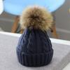 Children's Hat Winter Boy Girl Raccoon Hairball Knitted Hat Baby Twist Windproof Warm Wool Hat