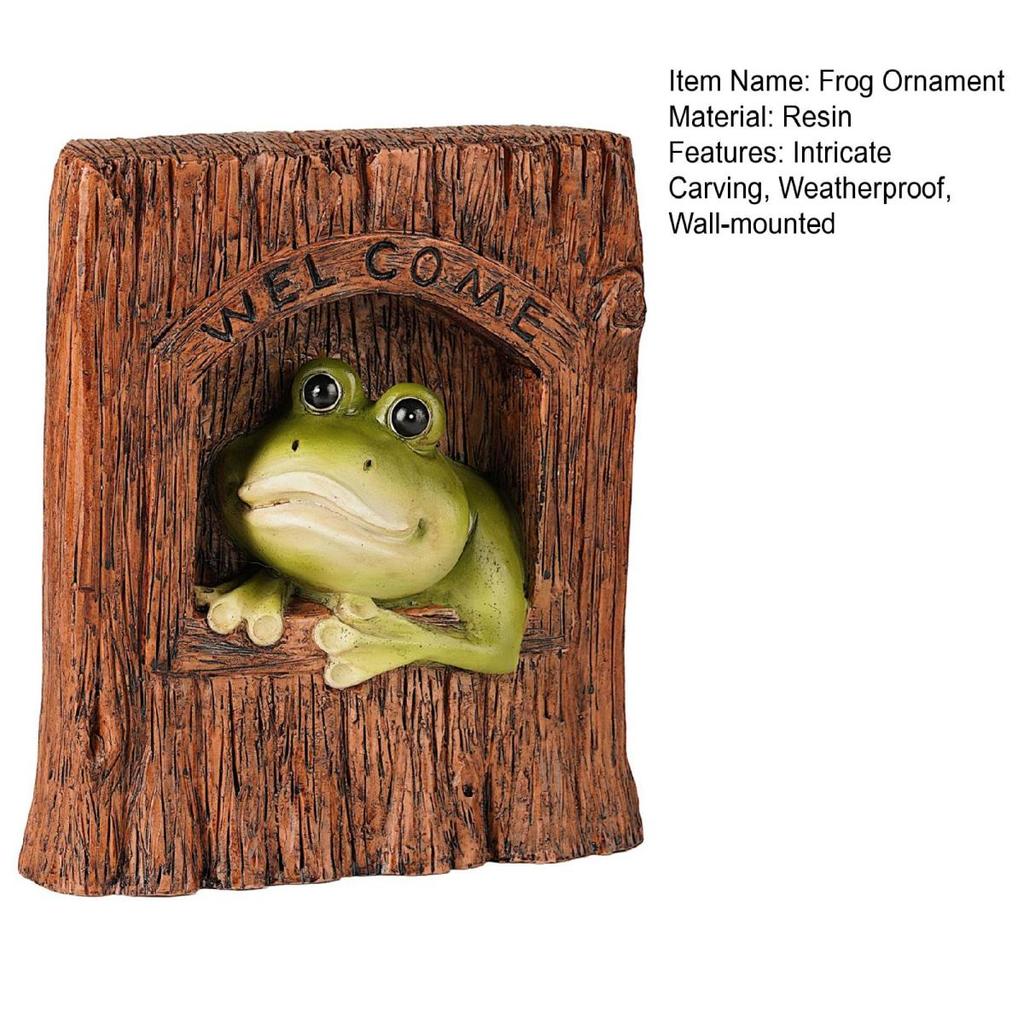 Настенное украшение в виде лягушки, статуэтка из смолы в виде лягушки, настенное украшение в виде лягушки, приветственный знак для сада, патио, двора, дерева, подарок на новоселье